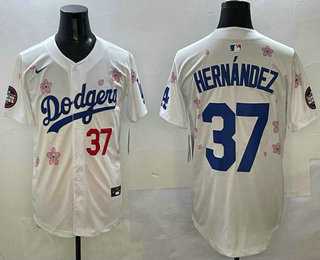 Men%27s Los Angeles Dodgers #37 Teoscar Hernandez White 2025 Tokyo Series Limited Jersey